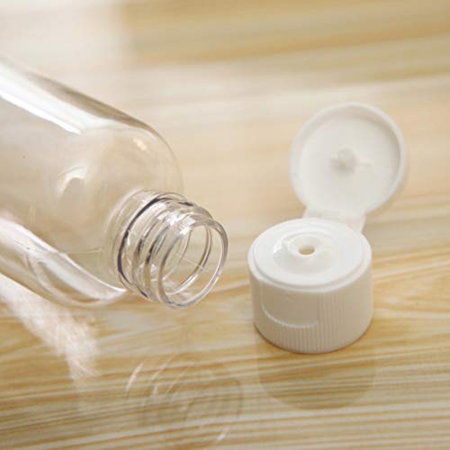 Lurrose - Juego de 12 botellas de plástico vacías de 50 ml con tapa abatible para emulsión de gel de ducha de agua emoliente.