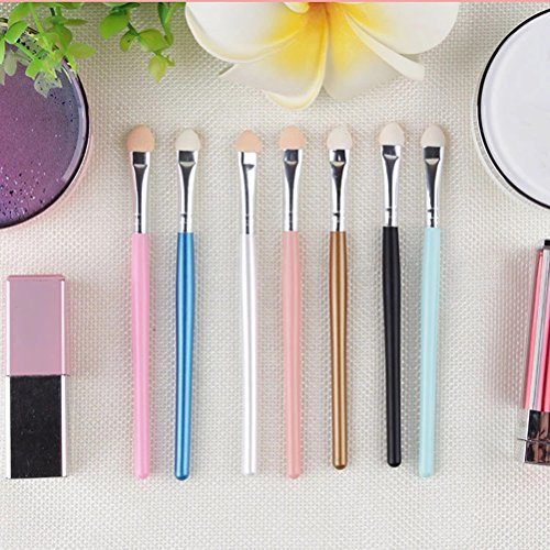 Lurrose Sponge Eyeshadow Brush Cepillo de maquillaje de goma con mango largo rosado, 1pcs