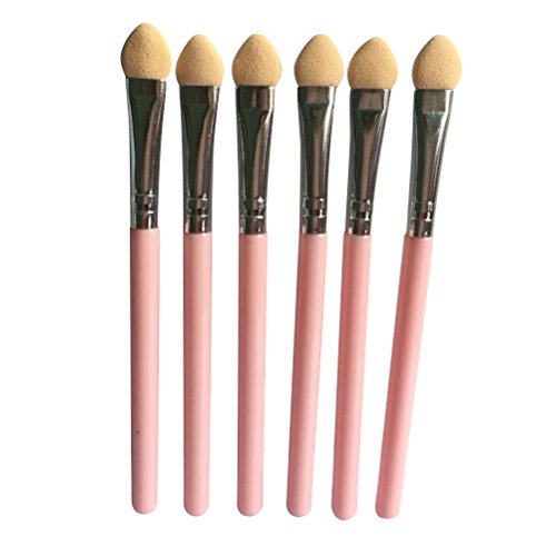 Lurrose Sponge Eyeshadow Brush Cepillo de maquillaje de goma con mango largo rosado, 1pcs