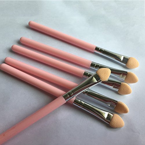 Lurrose Sponge Eyeshadow Brush Cepillo de maquillaje de goma con mango largo rosado, 1pcs