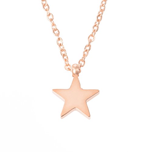 LUUK LIFESTYLE Collar de acero inoxidable con colgante de estrella y cita Happiness, joya de mujer, tarjeta de regalo, amuleto, rosé