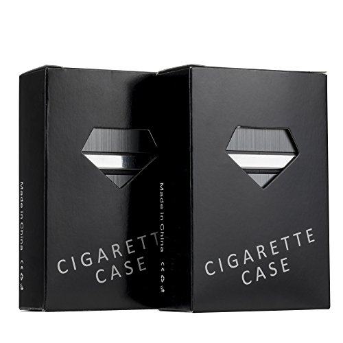 LUWANZ 2X Caja de Cigarrillo, Cigarette Case de la aleación de Aluminio con el Color Gris, Funda de Aluminio con la Cerradura magnética para 20 Cigarrillos (No Incluye Cigarrillos)