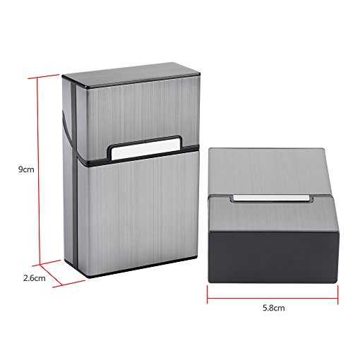 LUWANZ 2X Caja de Cigarrillo, Cigarette Case de la aleación de Aluminio con el Color Gris, Funda de Aluminio con la Cerradura magnética para 20 Cigarrillos (No Incluye Cigarrillos)