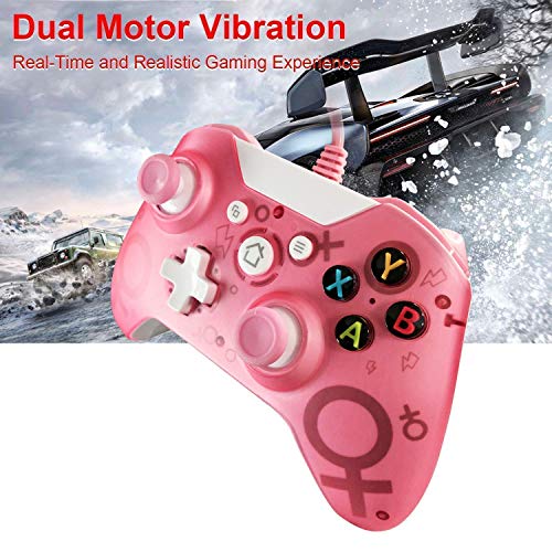 Mando Xbox One, Xbox One S, One X, Xbox One Elite Controlador cableado Compatible con Windows PC 7/8/10, Xbox One Controller Soporte y Controles de Audio (Pink)