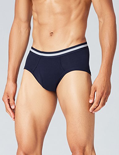 Marca Amazon - find. Slip para Hombre Y-Front, Pack de 5, Negro (Navy X2, Wash Blue X2, Royal X1), L, Label: L