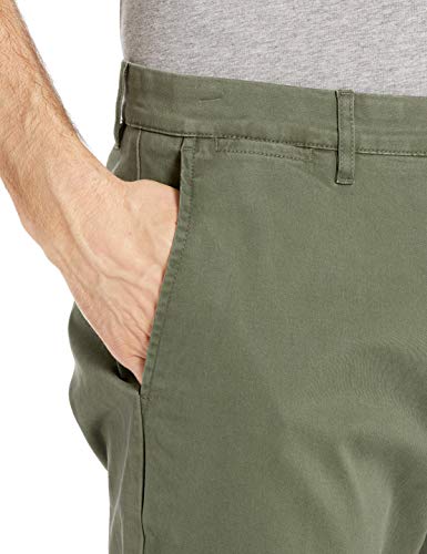 Marca Amazon - Goodthreads - Pantalón chino elástico de corte entallado, con efecto lavado y cómodo para hombre, Verde oliva, 29W x 32L