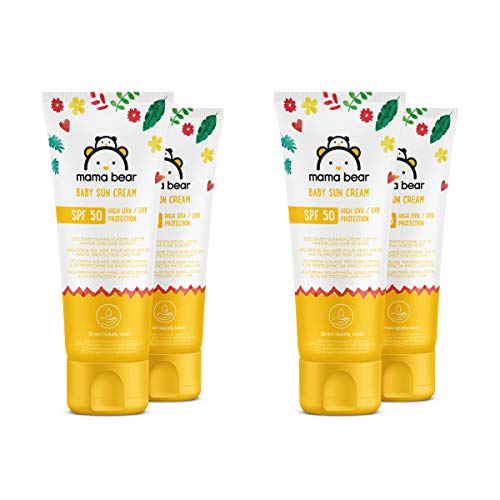 Marca Amazon- Mama Bear - Crema solar para bebés FPS 50 (Alta protección UVA/UVB)- 4 tubos - 4x100ml