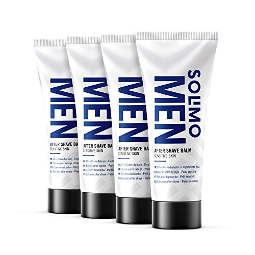 Marca Amazon - Solimo - Men Bálsamo After Shave – Pieles sensibles, 4 x 100ml