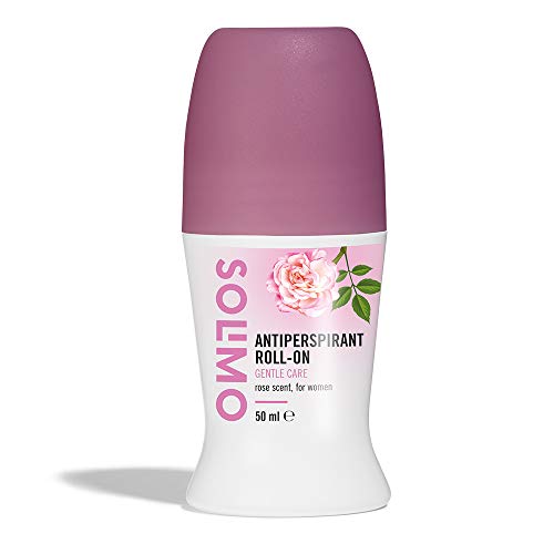 Marca Amazon - Solimo Roll-on antitranspirante, cuidado delicado con perfume de rosas, Paquete de 6 (6 x 50 ml)