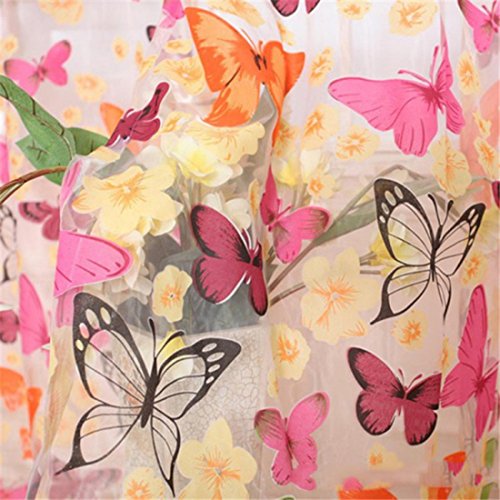 Mariposa floral cortinas Visillos gasa de Tulle de la cortina de ventana 100x200