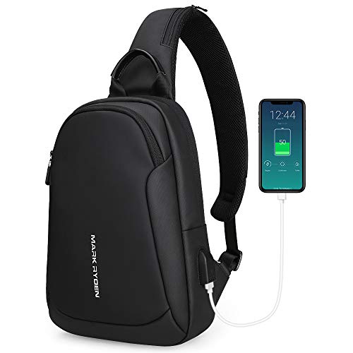 MARK RYDEN Bolso del Bolso del Pecho de la Honda Anti-Theft para los Hombres Bolso del Hombro del Viaje de Crossbody Impermeable Adaptado para 9.7"iPad … (Negro Nuevo)