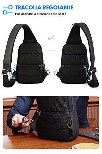 MARK RYDEN Bolso del Bolso del Pecho de la Honda Anti-Theft para los Hombres Bolso del Hombro del Viaje de Crossbody Impermeable Adaptado para 9.7"iPad … (Negro Nuevo)