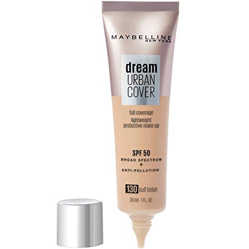 Maybelline New York Dream Urban Cover Tono 130 Buff Beige Base de Maquillaje con Spf 50 y Antioxidantes 21 g