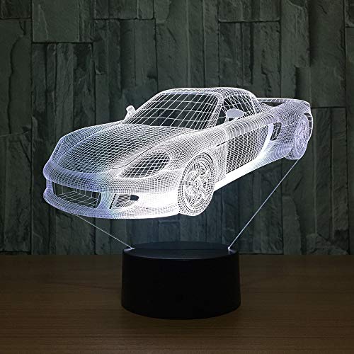 MCJDF Supercar Lámpara de mesa Ferrari 7 colores que cambian la lámpara de escritorio Lámpara 3D La novedad llevó las luces de la noche Luz de led