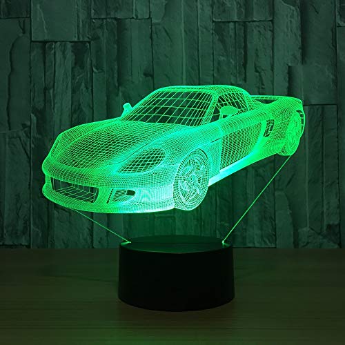 MCJDF Supercar Lámpara de mesa Ferrari 7 colores que cambian la lámpara de escritorio Lámpara 3D La novedad llevó las luces de la noche Luz de led