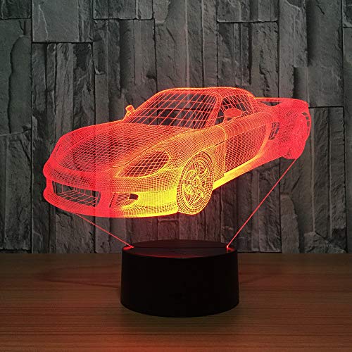 MCJDF Supercar Lámpara de mesa Ferrari 7 colores que cambian la lámpara de escritorio Lámpara 3D La novedad llevó las luces de la noche Luz de led