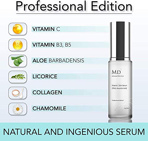 MD3 - Potente Sérum Antiedad Avanzado para el Cuidado de la Piel con un 25% de Vitamina C