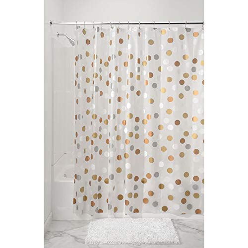 mDesign Cortina de baño antimoho y Libre de PVC – Cortina Ducha con 12 Ojales de Metal – Cortina bañera Impermeable – Gris/Crema