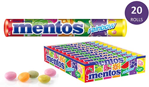 Mentos Frutas Rainbow, Caramelo Masticable con Zumo de Frutas - 20 unidades de 38 gr. (Total 760 gr.)