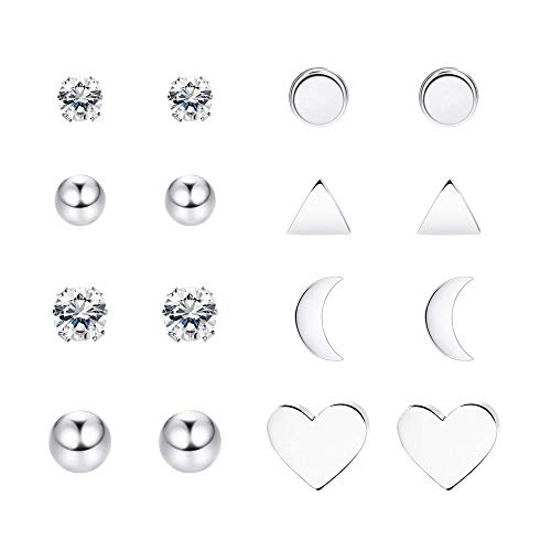 Milacolato Aretes de acero inoxidable minúsculos para mujer para hombre Aretes pequeños sin fin Aretes Set CZ Ball Stud para labio Tragus Cartílago Piercing Jewlry