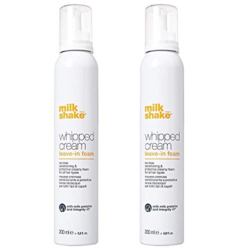 Milk_shake - Espuma acondicionadora y protectora Whipped Cream Leave-in Foam para todo tipo de cabello, 2 envases de 200 ml