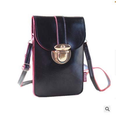 Minasan - Cartera para mujer, pantalla táctil, mini funda para teléfono móvil, con funda de piel transparente, bolso de hombro para mujer, mujer, niña (negro, 12,5 x 19 cm)