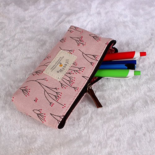 MINGZE 4 piezas caja de lápiz portalápiz,Lona Bolígrafo Estuche de lápices, papelería Bolsos cosméticos Estuche floral fresco