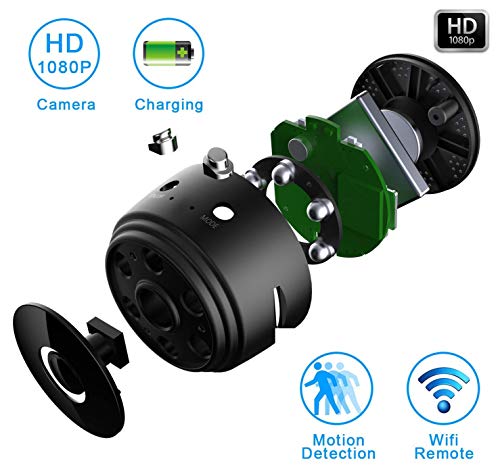 Mini Spy Camera Wireless Hidden Home WiFi Security Cameras with App 1080P, Inc 32GB SD Card + Plus More. Visión Nocturna Movimiento Activado Interior Exterior iPhone/Android Teléfono Pequeña