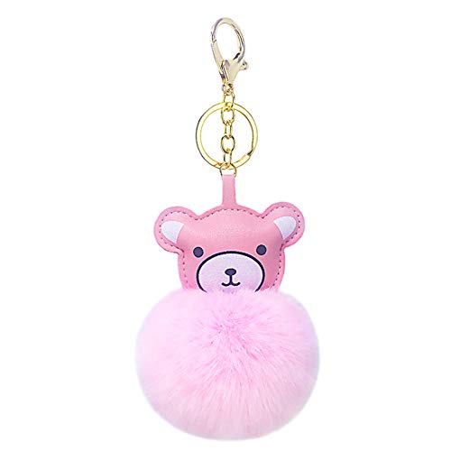 MINTUAN Cartoon Bear Bear Hair Ball Key Pendant Pendant Lady Luggage Hanger Car Key Accessories Small Gift