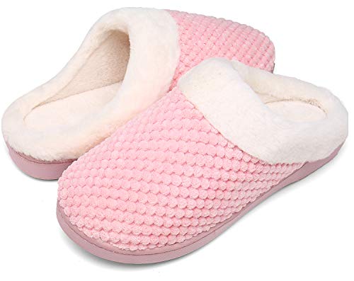 Mishansha Hombre Zapatillas Casa Invierno de Espuma Viscoelástica Antideslizantes CáLido Pantuflas Mujer de Interior y Exterior Rosado Gr.38/39