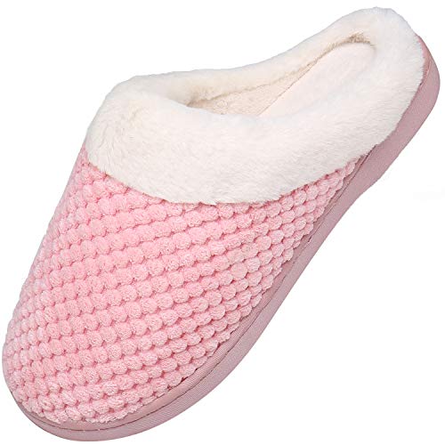 Mishansha Hombre Zapatillas Casa Invierno de Espuma Viscoelástica Antideslizantes CáLido Pantuflas Mujer de Interior y Exterior Rosado Gr.38/39