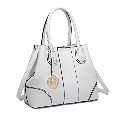 Miss Lulu Look de cuero Bolso de hombro Diseño elegante Manija superior Moda Bolsos de mano para mujeres (blanco)