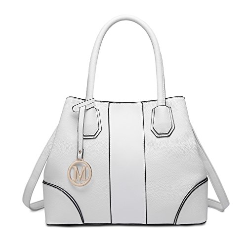 Miss Lulu Look de cuero Bolso de hombro Diseño elegante Manija superior Moda Bolsos de mano para mujeres (blanco)