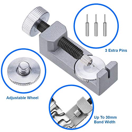 MMOBIEL Kit de Herramientas Ajustables para Remover Perno de Correa de Reloj con 3 Empujadores de Pernos Extra.