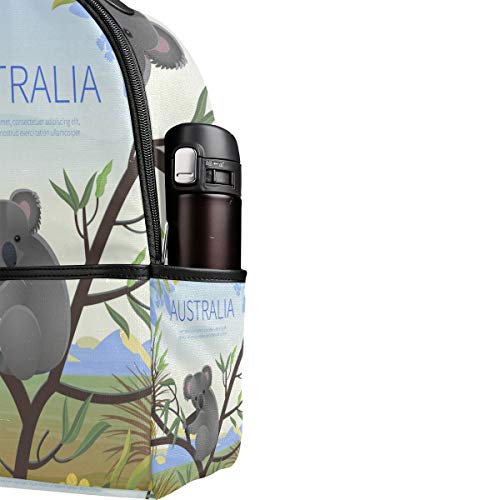 Mochila escolar ligera ISAOA, mochila casual para jóvenes, adolescentes y niños, bolsas australianas de acacia Koala Acacia flores