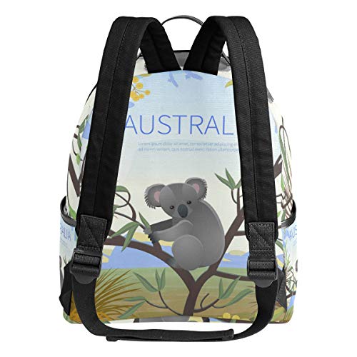 Mochila escolar ligera ISAOA, mochila casual para jóvenes, adolescentes y niños, bolsas australianas de acacia Koala Acacia flores