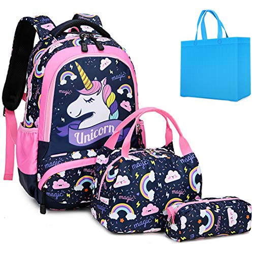 Mochila Unicornio Niña Mochila Infantil niña Mochilas Escolares Mochila Estudiantes Bolso para Chicas para La Escuela,Viajes,Intemperie (Rosa)