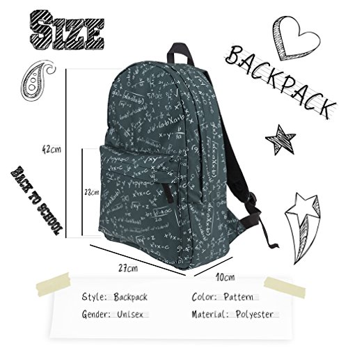 Mochilas Mujer Casual Escolar Viaje Con Fruta Rosquilla Leopardo Animal Impreso De Estilo Moda Bolso Backpack (FóRmula MatemáTica)