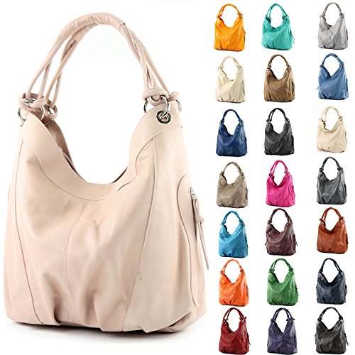 modamoda de - mujeres italianas bolso de cuero/piel de napa Z18, Color:castaña