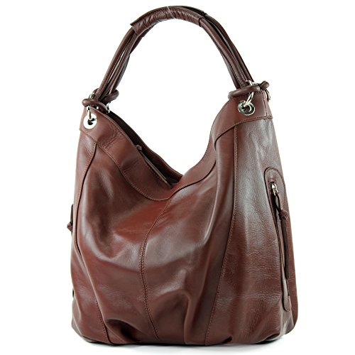 modamoda de - mujeres italianas bolso de cuero/piel de napa Z18, Color:castaña