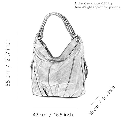 modamoda de - mujeres italianas bolso de cuero/piel de napa Z18, Color:castaña