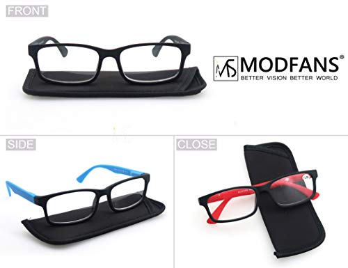 MODFANS Pack de 3 Gafas de Lectura 1.0/Gafas para Presbicia Hombres/Mujeres,Buena Vision Ligeras Comodas,Vista de Cerca/Vista Cansada,Colores Negro-Rojo-Azul