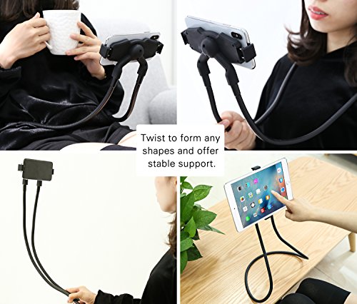 MoKo Soporte Teléfono Celular de 4"-10.5" Compatible con iPhone 11 Pro MAX, iPhone 11 Pro, iPhone 11, iPad 10.2" 2019, Galaxy Note 10 Plus 6.8"/Note 10 6.3", Galaxy S20 6.2" - Negro