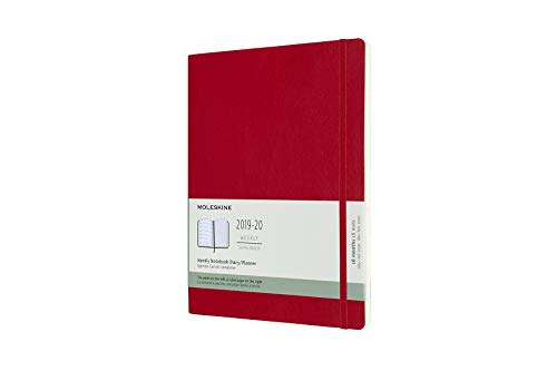 Moleskine 2019-20 Weekly - Agenda Cuaderno Semanal de 18 Meses 2019/2020, Rojo escarlata, Tamaño Extra Grande 19 x 25 cm, 208 Páginas (AGENDAS 18 MOIS)