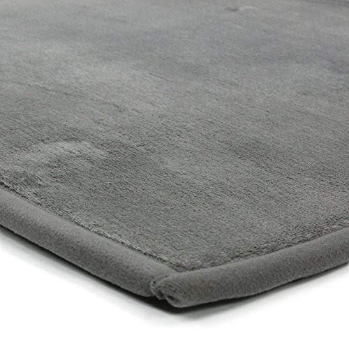 Monbeautapis – Alfombra Antideslizante Gris Muy Suave de Franela y poliéster, poliéster, Gris, 170x120 cm