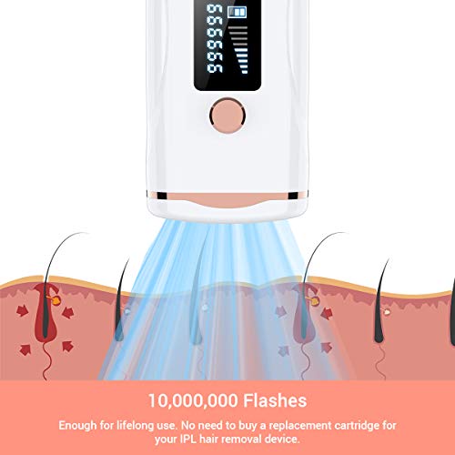 Moocii Depiladora Mujer Laser IPL Depiladora Luz Pulsada 1000000 flashes Depiladora Laser 2 modos de flash y 9 configuraciones de intensidad de luz Depilación Permanente para Cuerpo y Cara