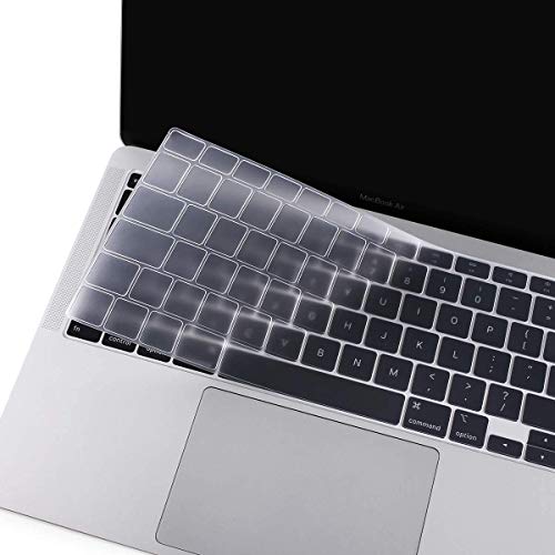 MOSISO Cubierta de Teclado Compatible con MacBook Air 13 2020 A2179 con Touch ID, Mágico Retroiluminado Skin Piel de Silicona Protectora Impermeable a Prueba de Polvo,Transparente