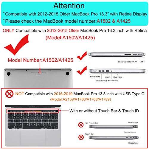 MOSISO Funda Dura Compatible con MacBook Pro 13 Retina A1502 / A1425 (Versión 2015/2014/2013/fin 2012), Ultra Delgado Carcasa Rígida Protector de Plástico Cubierta, Claro/Cristal