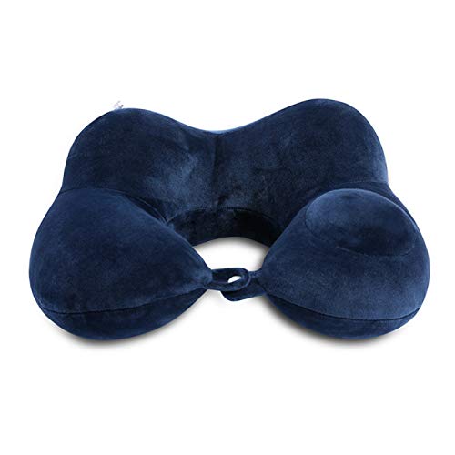 MSNLY Almohada en Forma de U Tipo Empuje Almohada Inflable para el Cuello Almohada de Viaje con Soporte Lateral Almohada portátil para el Cuello