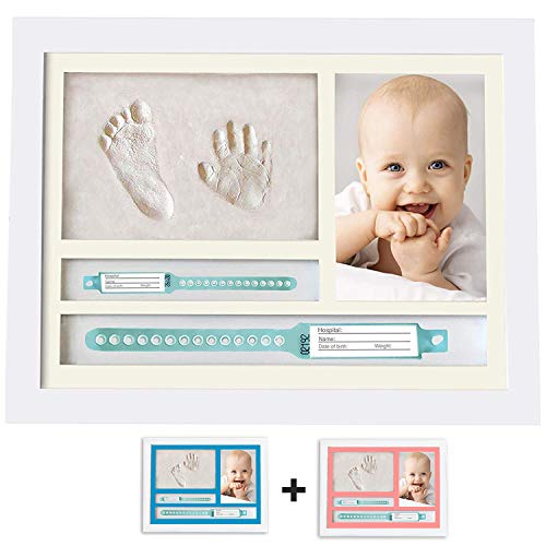 MUBY, Kit De Marco Huella Bebe Y PUERTA PULSERAS DE NACIMENTO - Regalos Originales Para El Recién Nacido Para Niño Y Niña - Decoraciones Para Pared De La Habitación Cm 33,5 x 25,5-Cuadro Bebe Huella